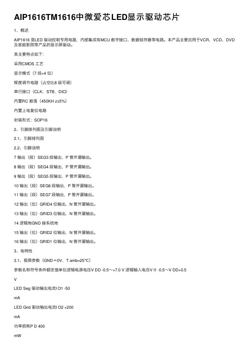 AIP1616TM1616中微爱芯LED显示驱动芯片