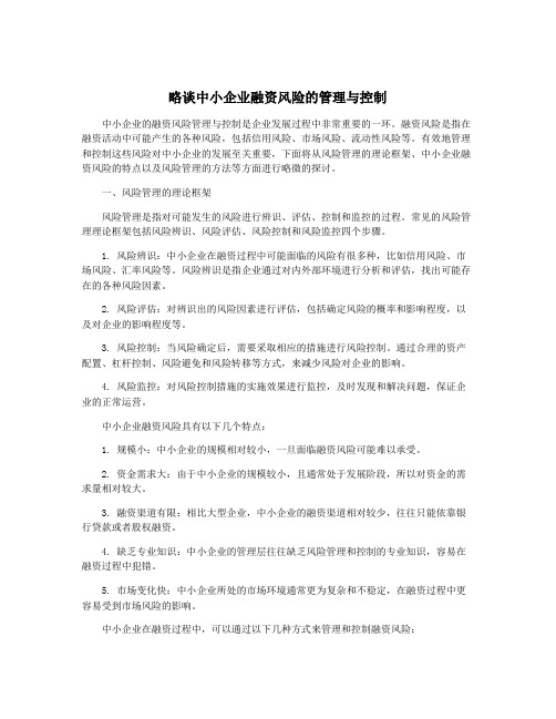 略谈中小企业融资风险的管理与控制