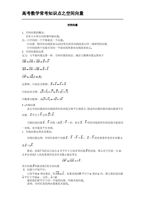 高考数学常考知识点之空间向量