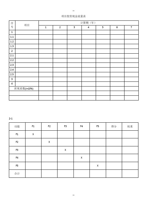 2009年造价工程师案例分析考试答题卡表格