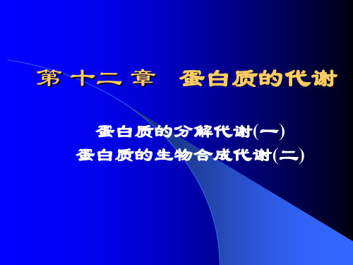 第十一章 蛋白质代谢(一)