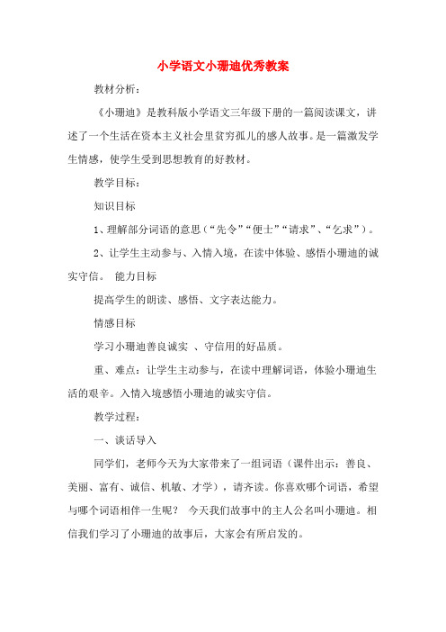 小学语文小珊迪优秀教案