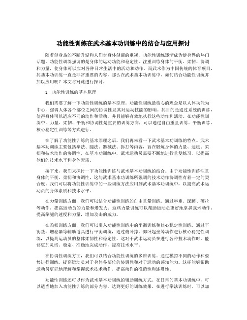 功能性训练在武术基本功训练中的结合与应用探讨