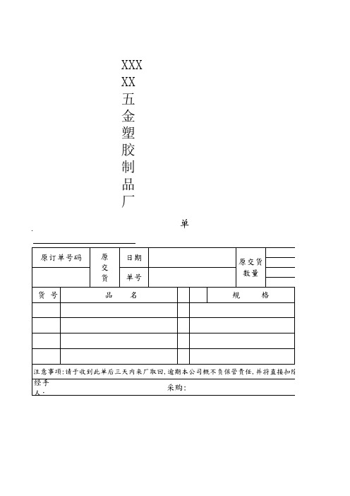 退货通知单