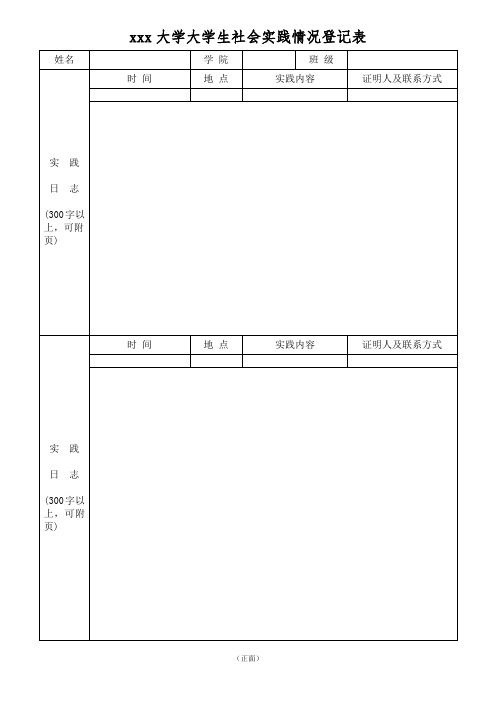 xxx大学大学生社会实践情况登记表