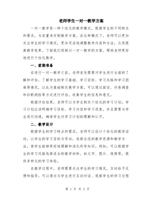 老师学生一对一教学方案