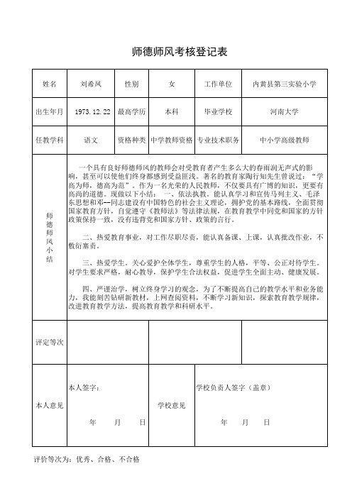 师德师风考核登记表1 - 副本