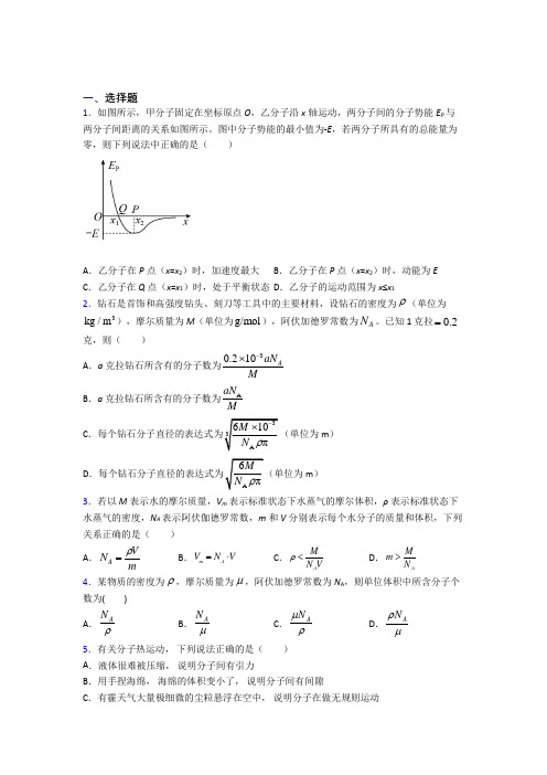 2021年高中物理选修三第一章《分子动理论》知识点复习(答案解析)