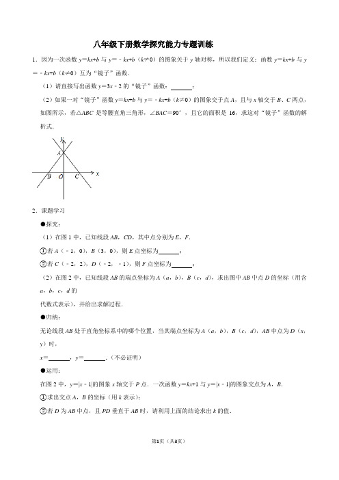 八年级下册数学探究能力专题训练