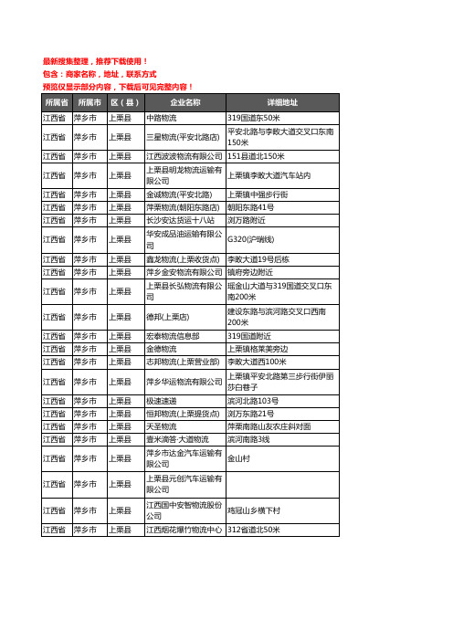 新版江西省萍乡市上栗县货运企业公司商家户名录单联系方式地址大全24家