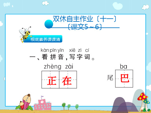 一年级上册语文习题课件-双休自主作业(5.6课)∣人教(部编版)(共13张PPT)