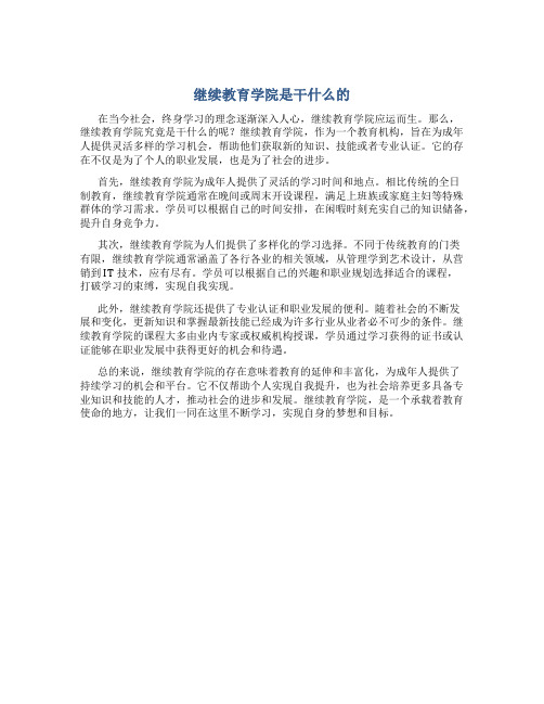 继续教育学院是干什么的