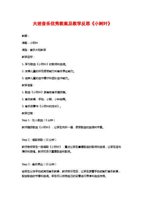 大班音乐优秀教案及教学反思《小树叶》