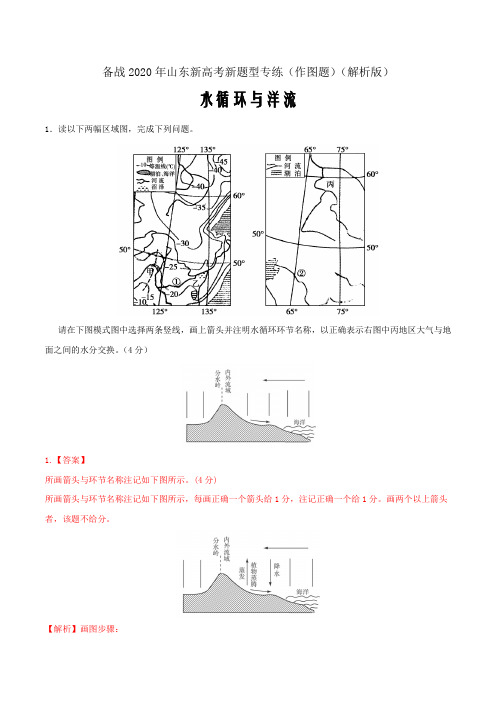 备战2020年山东新高考新题型专练(作图题).水循环与洋流(解析word版)