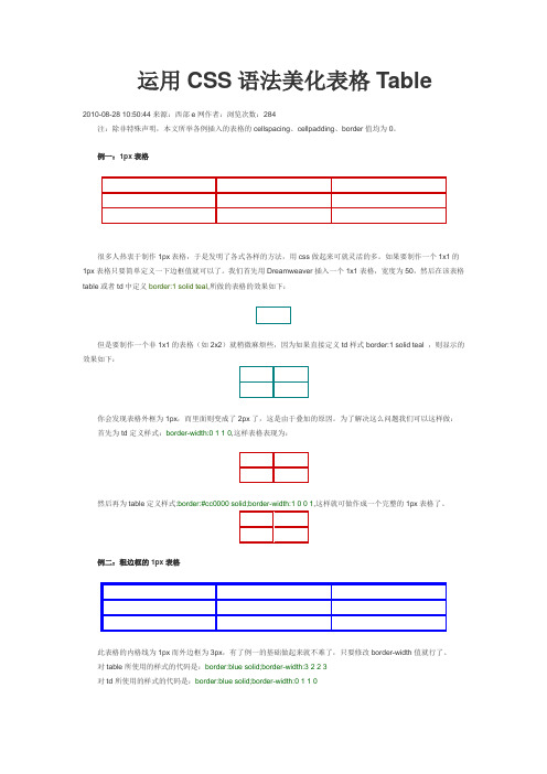 table 单线条设置大全