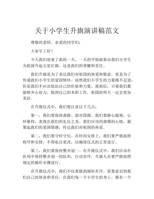 关于小学生升旗演讲稿范文 (2)