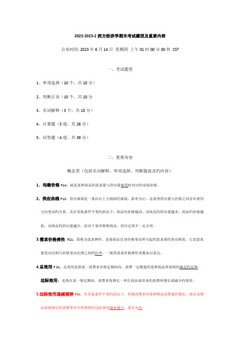 2023年专升本西方经济学复习考试范围