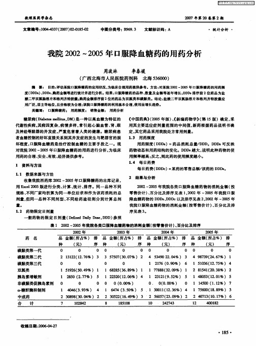 我院2002～2005年口服降血糖药的用药分析