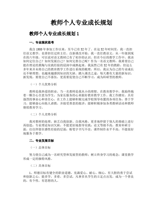 教师个人专业成长规划