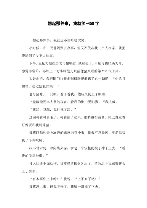 想起那件事,我就笑-450字初二作文叙事