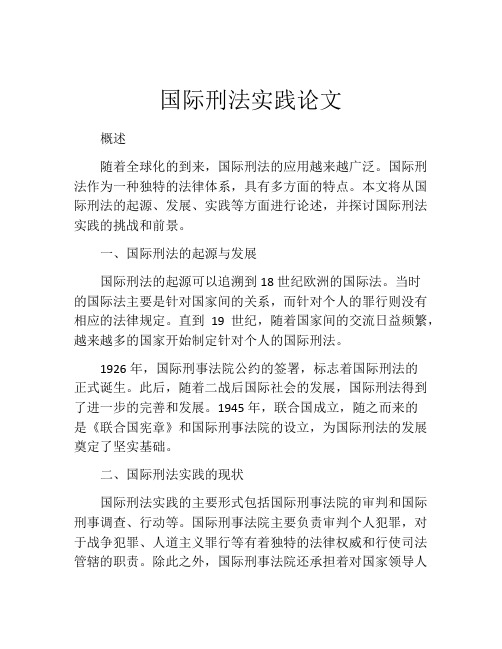 国际刑法实践论文