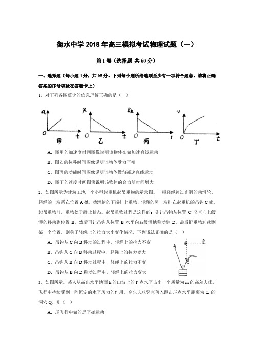 衡水中学2018年高三模拟考试物理试题(附答案)