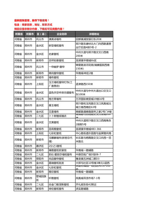 新版河南省郑州市墙布企业公司商家户名录单联系方式地址大全637家