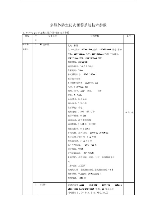 多媒体防空防灾预警系统技术参数