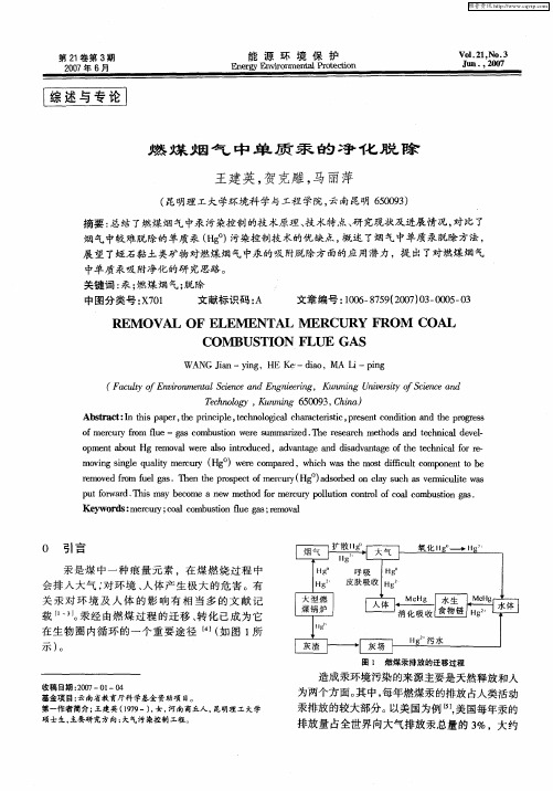 燃煤烟气中单质汞的净化脱除