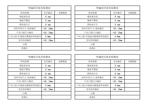 实测实量上墙检测表