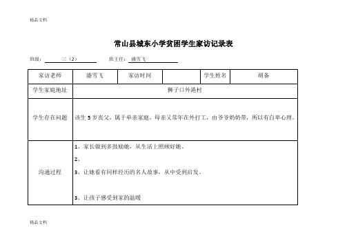 最新三(2)贫困学生家访记录表