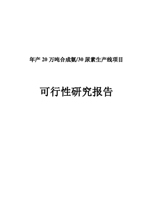 年产20万吨合成氨30万吨尿素生产线项目可行性研究报告书