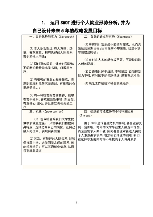 运用SWOT进行个人就业形势分析