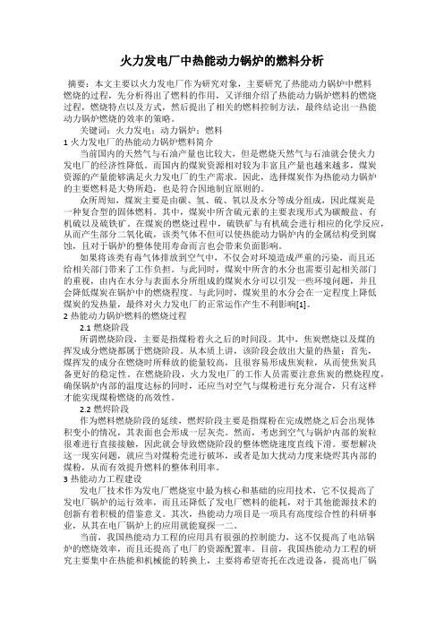 火力发电厂中热能动力锅炉的燃料分析