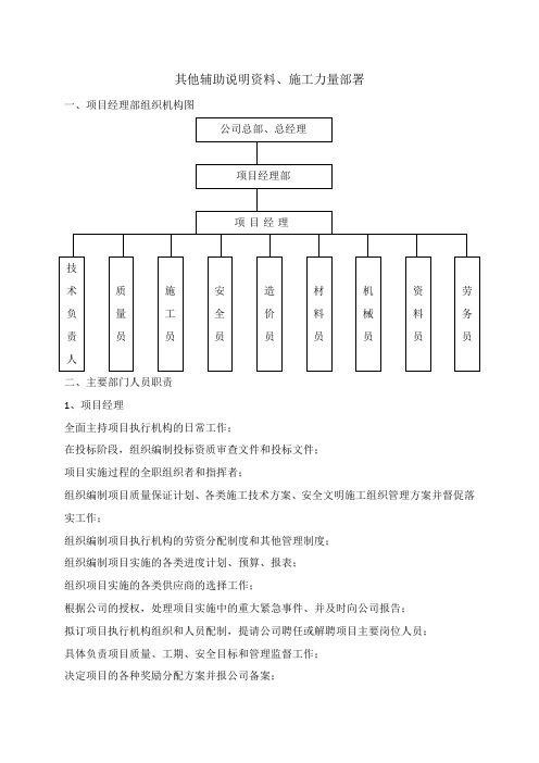 其他辅助说明资料、施工力量部署