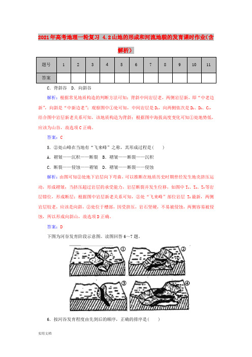 2021-2022年高考地理一轮复习 4.2山地的形成和河流地貌的发育课时作业(含解析)