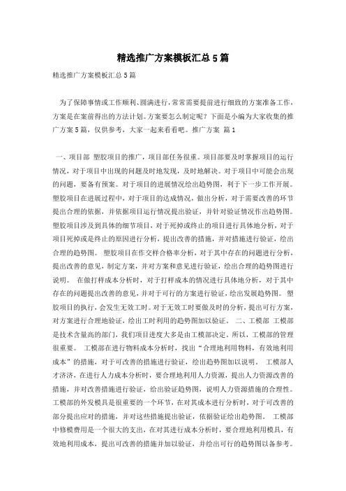 精选推广方案模板汇总5篇