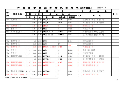 外 国 语 学 院 期 末 考 试 安 排 表(北校区)