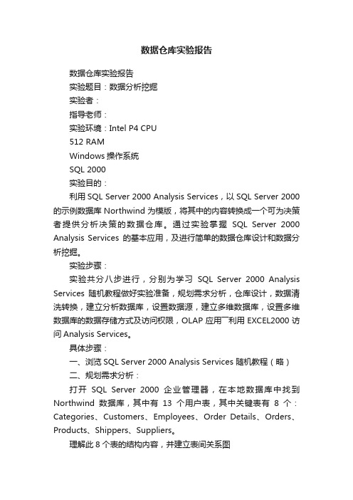 数据仓库实验报告