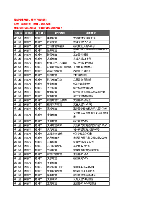 新版湖北省孝感市应城市玻璃店企业公司商家户名录单联系方式地址大全40家