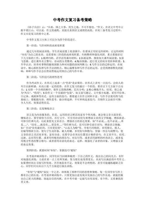 中考作文复习备考策略