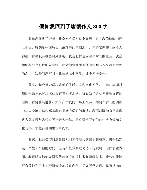 假如我回到了唐朝作文800字