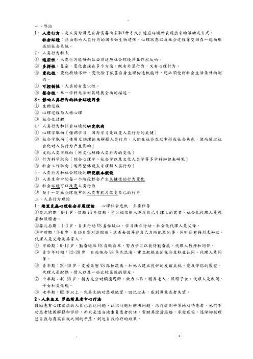 人类行为及社会环境期末重点考点