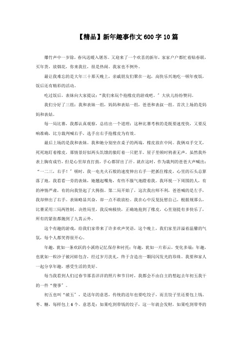 新年趣事作文600字10篇精选