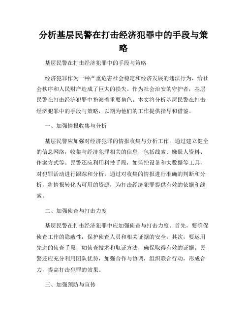 分析基层民警在打击经济犯罪中的手段与策略