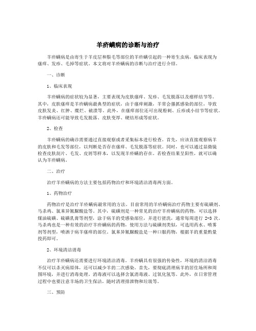 羊疥螨病的诊断与治疗