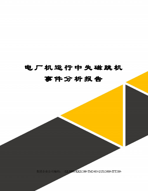 电厂机运行中失磁跳机事件分析报告