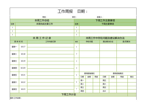 工作周报数据分析表excel模板