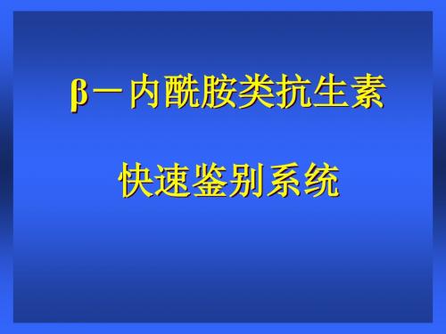 β内酰胺类抗生素颜色反应快速鉴别系统讲义北京修改