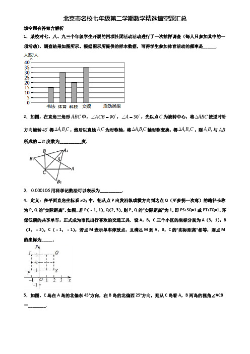 北京市名校七年级第二学期数学精选填空题汇总含解析